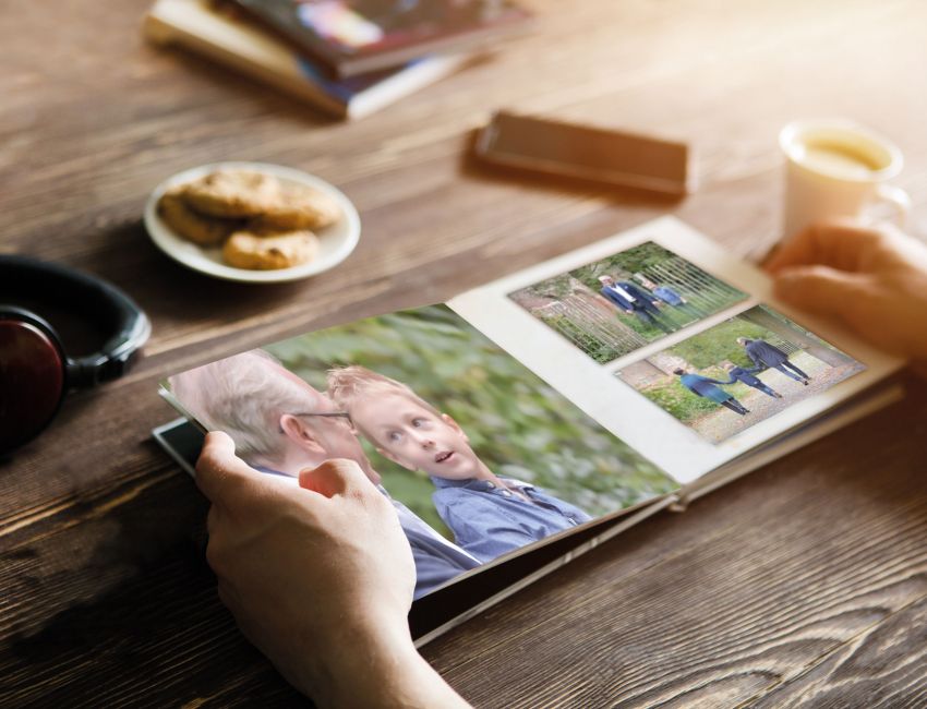 Aufgeschlagenes Fotobuch